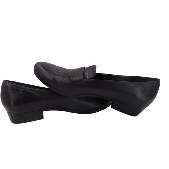 Munro Womens Black Leather Loafers 9.5 Heels Kiera Lizard Embossed Made USA - Picture 9 of 13